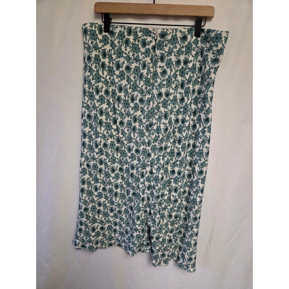 Treasure & Bond Teal Floral Midi Skirt Womens Plus 1X A-Line Casual Boho - Picture 2 of 5